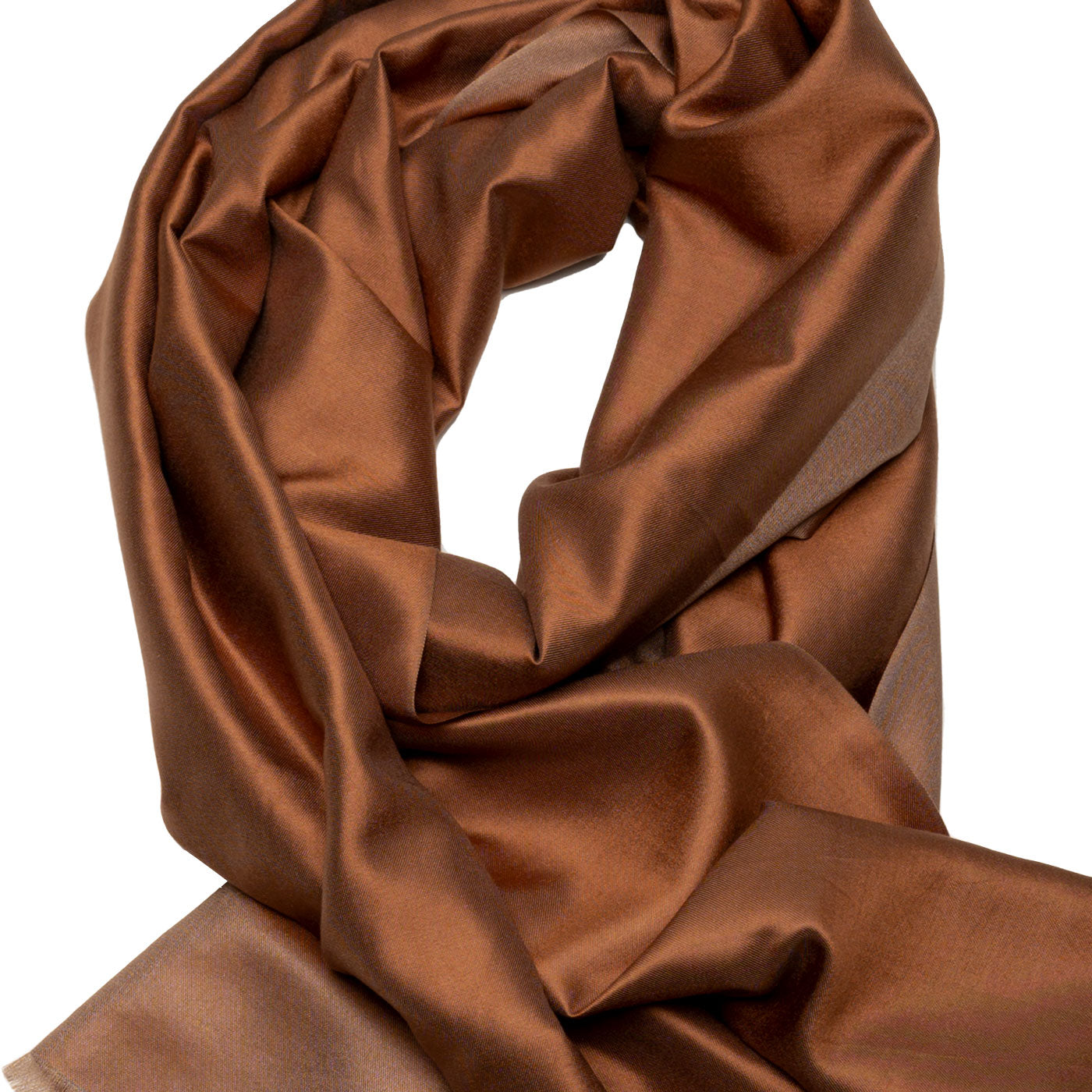 Schimmernder Seidenschal Haselnuss-Hellbraun shirinsehan.com