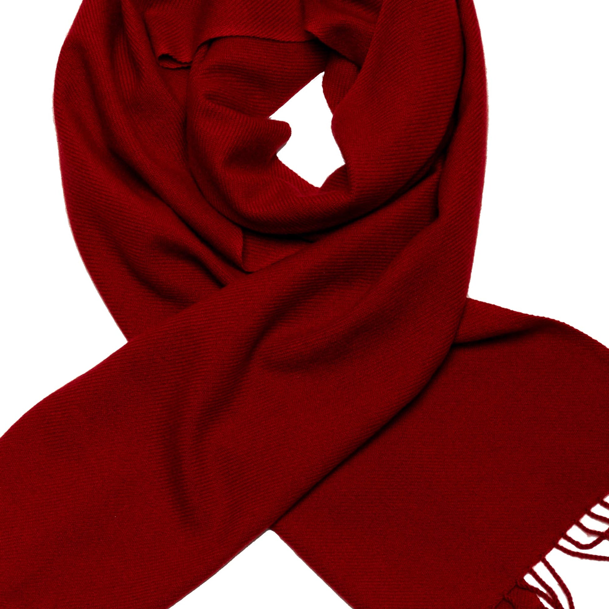 Luxuriöse Eleganz: Handgewebter 2-fädiger Cashmere-Schal in Kirschrot shirinsehan.com