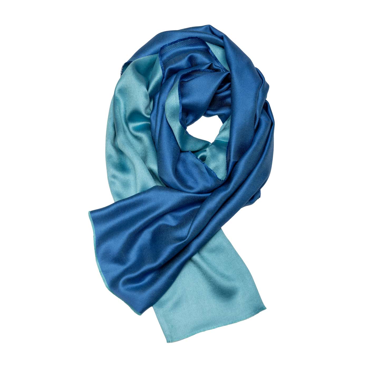 Zweifarbiger Seidenschal in Blau und TĂĽrkis shirinsehan.com