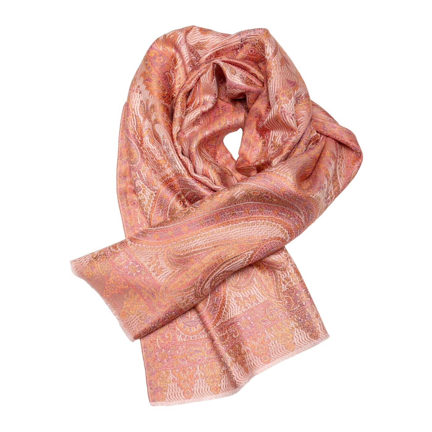 Eleganter Seidenschal in Rosa, Beige und Apricot shirinsehan.com