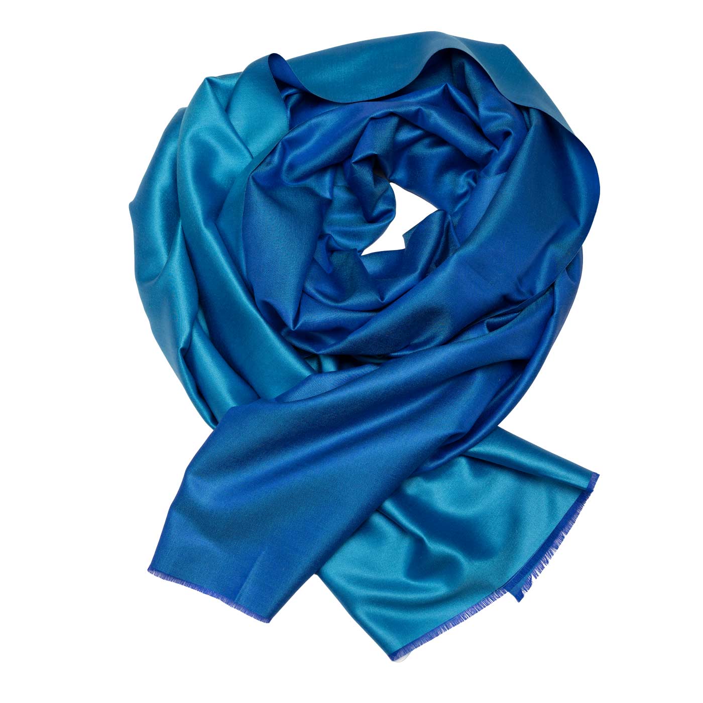 Luxuriöser Seidenschal in Türkisblau und Leuchtend Blau shirinsehan.com