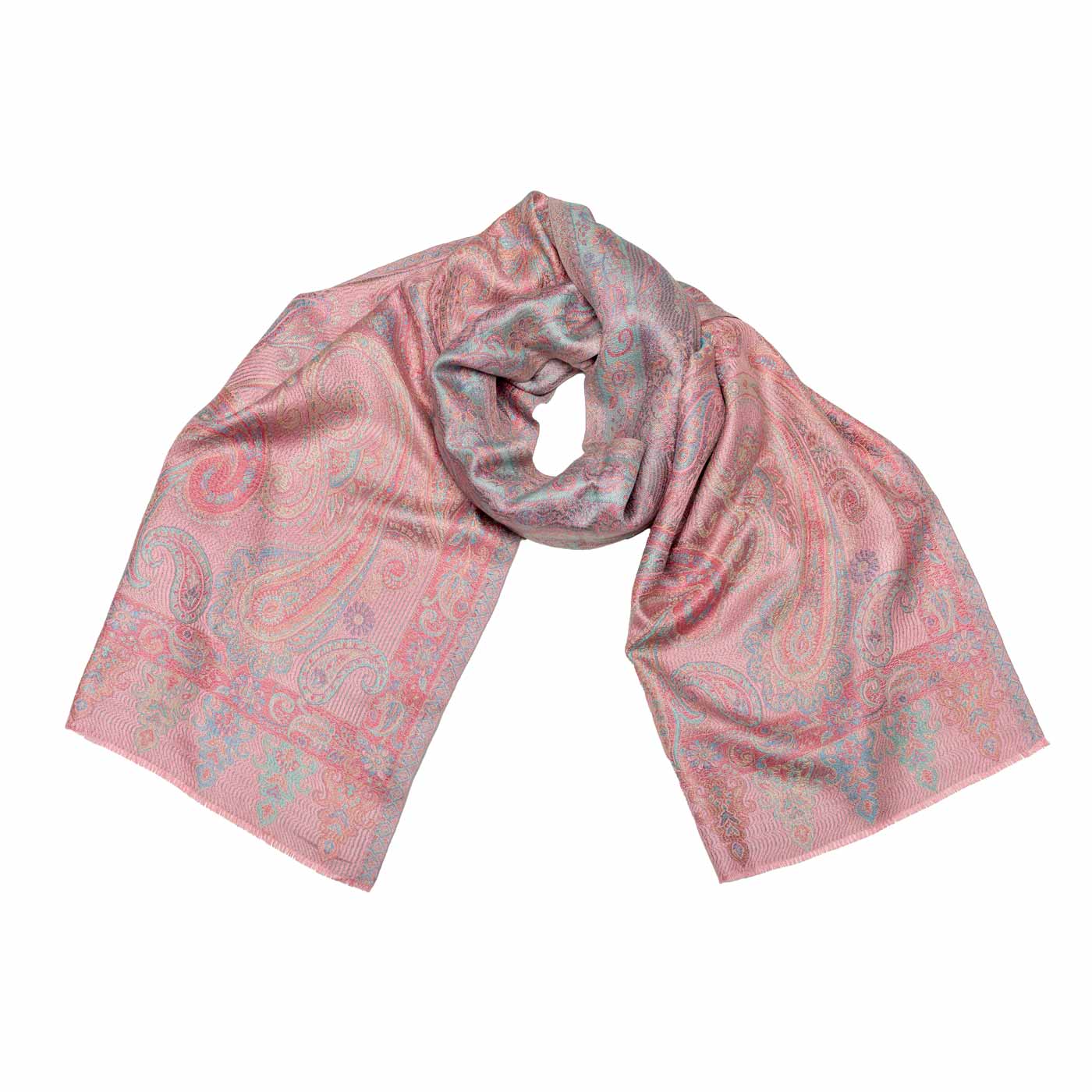 Charmanter Seidenschal mit Paisleymotiven in Rosa shirinsehan.com