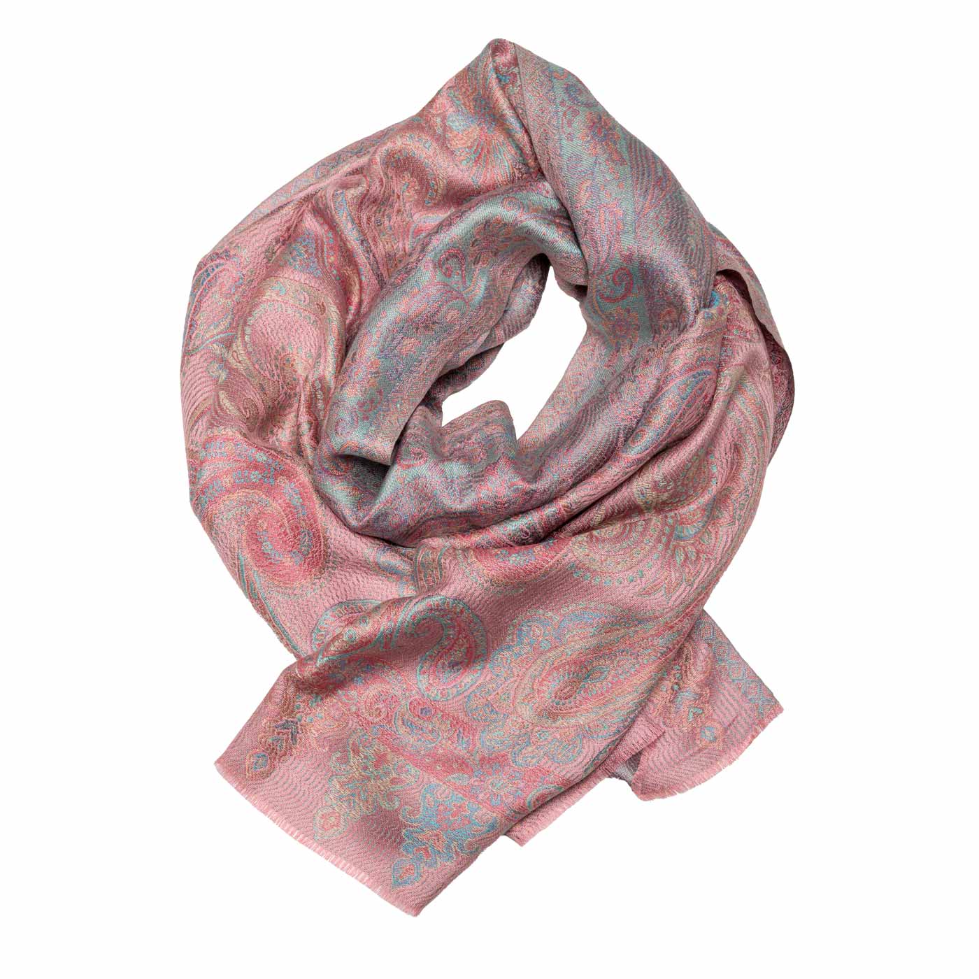 Charmanter Seidenschal mit Paisleymotiven in Rosa shirinsehan.com