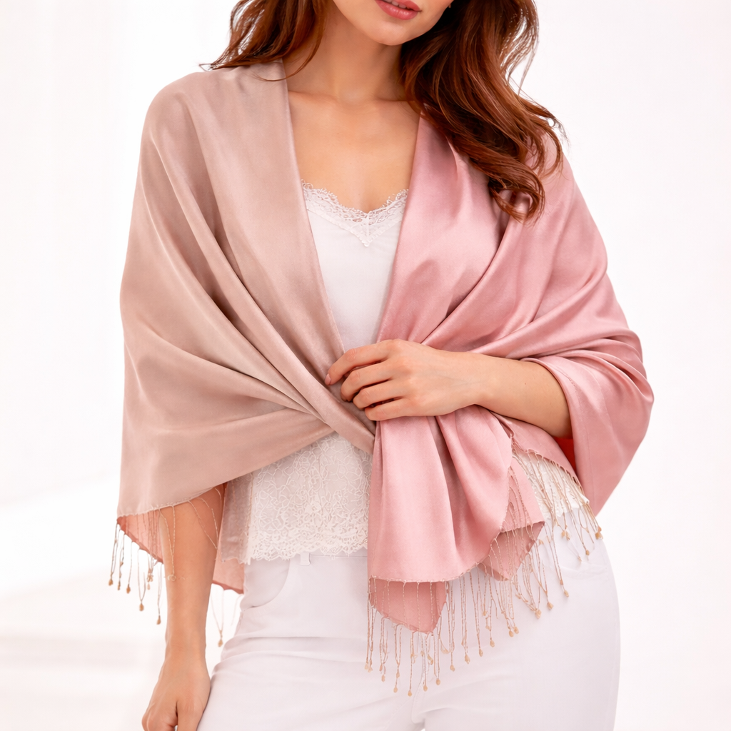 Seidenschal Larina Rosa und Beige shirinsehan.com