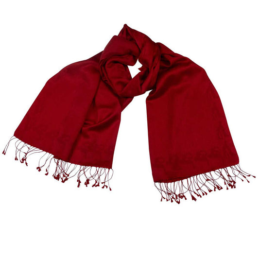 Schal aus Cashmere Seide mit eingewebtem Hirsch, Rot Shirin Sehan