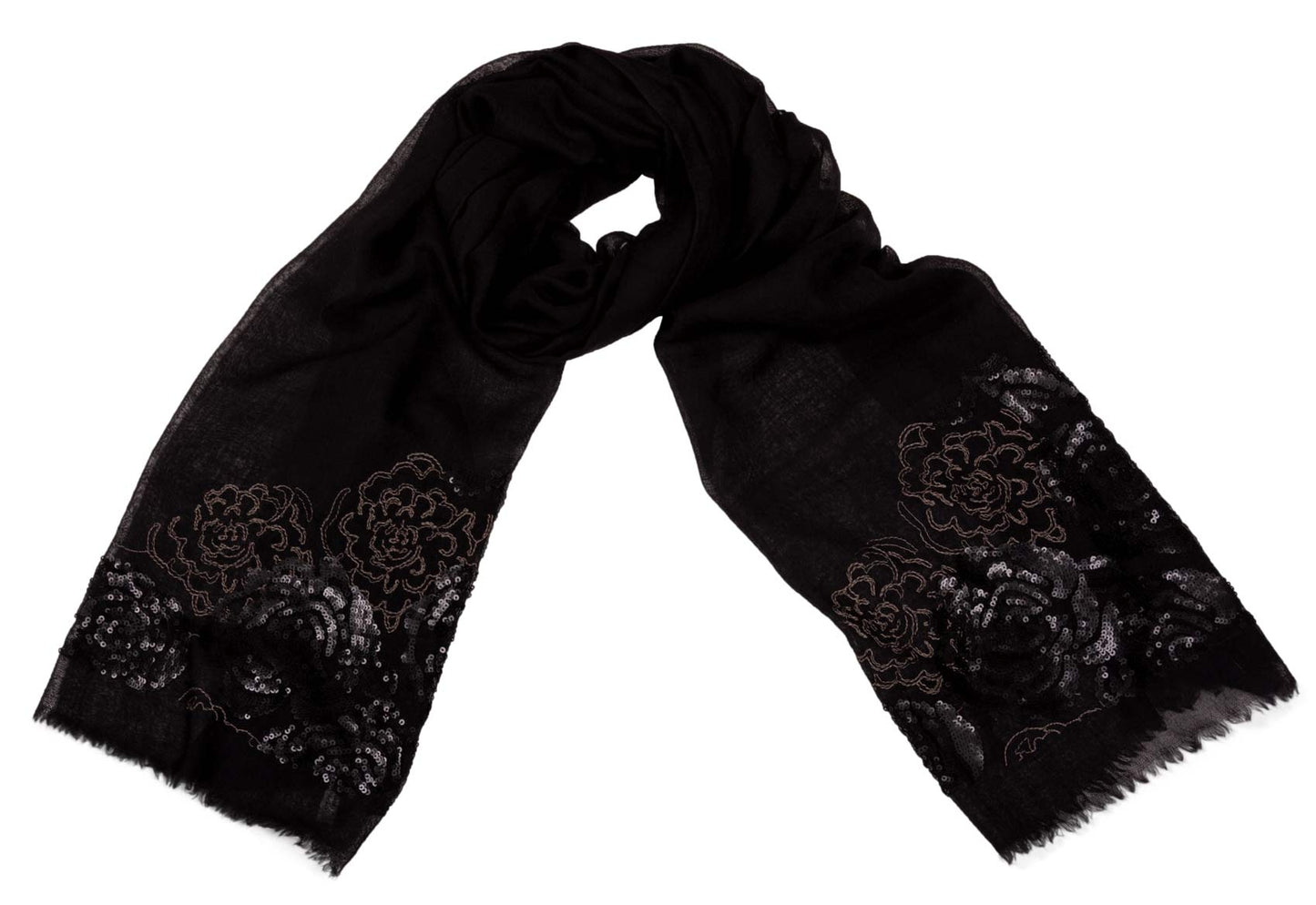 Bestickte Abendstola Rosaria Schwarz shirinsehan.com