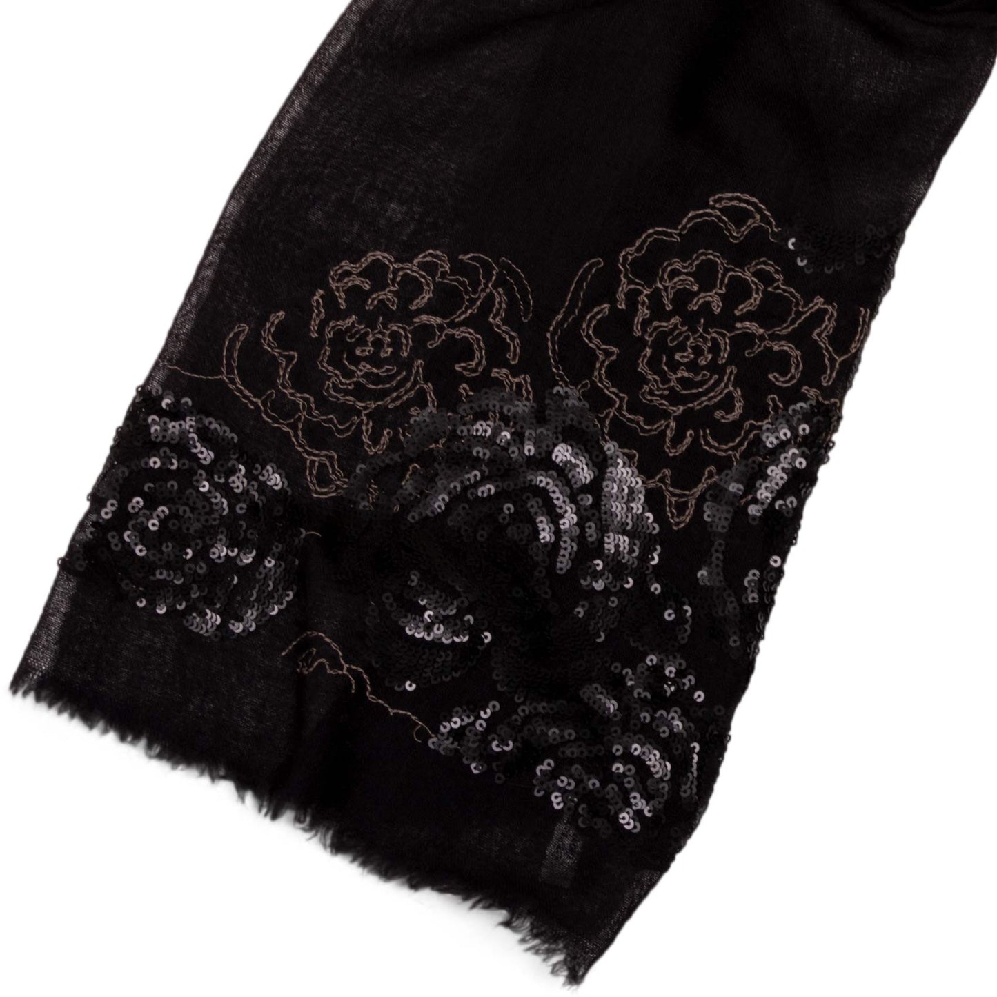 Bestickte Abendstola Rosaria Schwarz shirinsehan.com