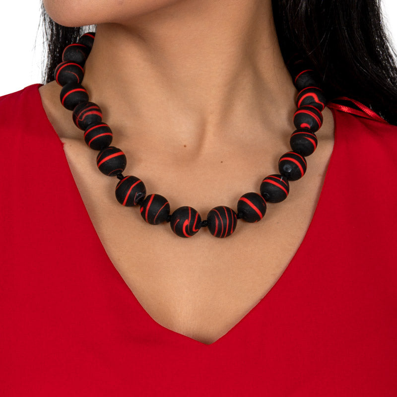 Collier Rahel aus Murano Perlen Schwarz Rot shirinsehan.com