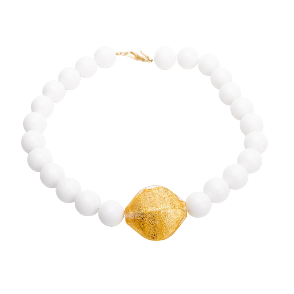 Modernes Statement Collier Elodie in WeiĂź und Gold shirinsehan.com