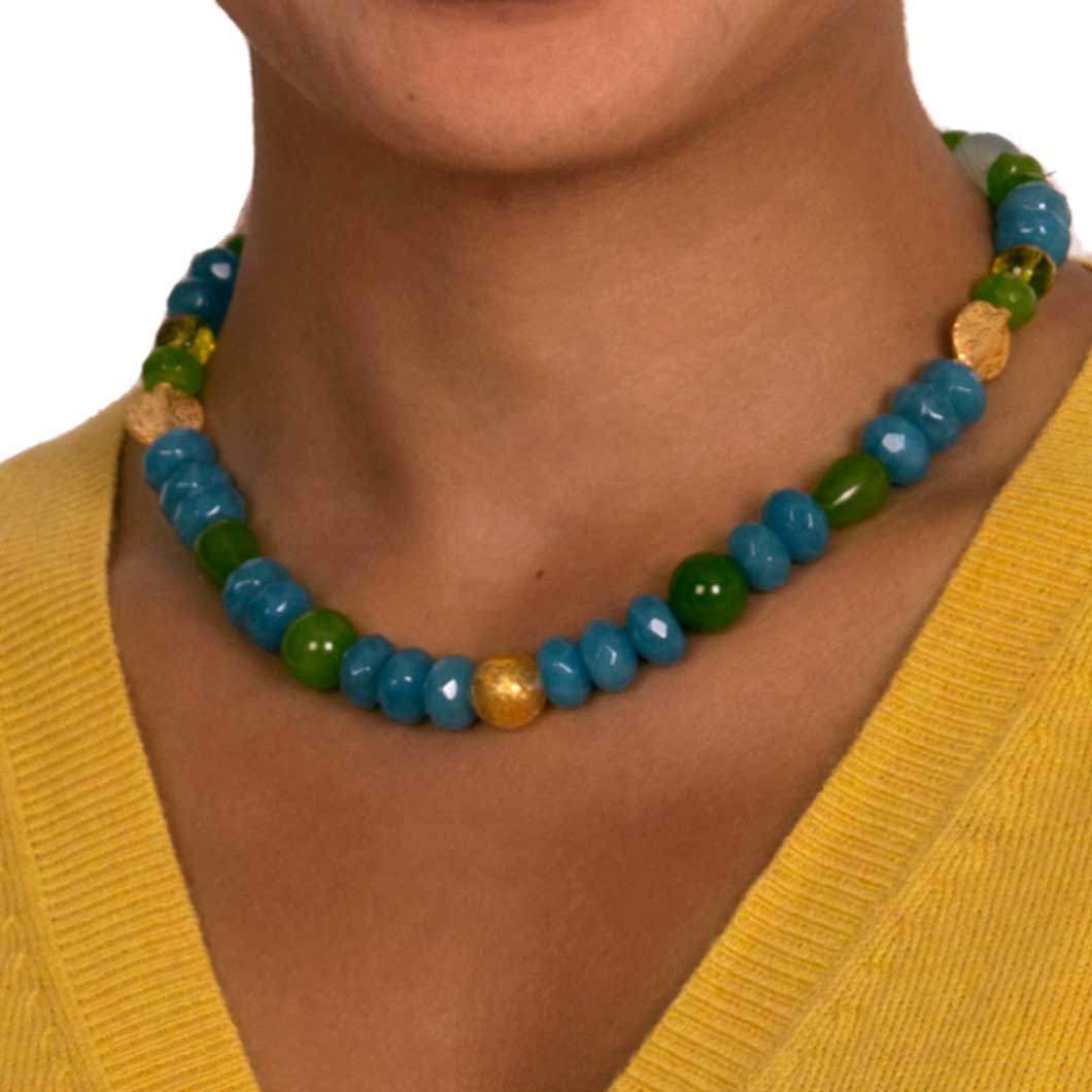 Eyecatcher Collier Philina mit Angelit und Peridot shirinsehan.com