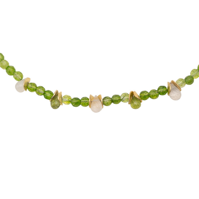 Collier Sanja mit Peridot- und Mondsteintropfen shirinsehan.com