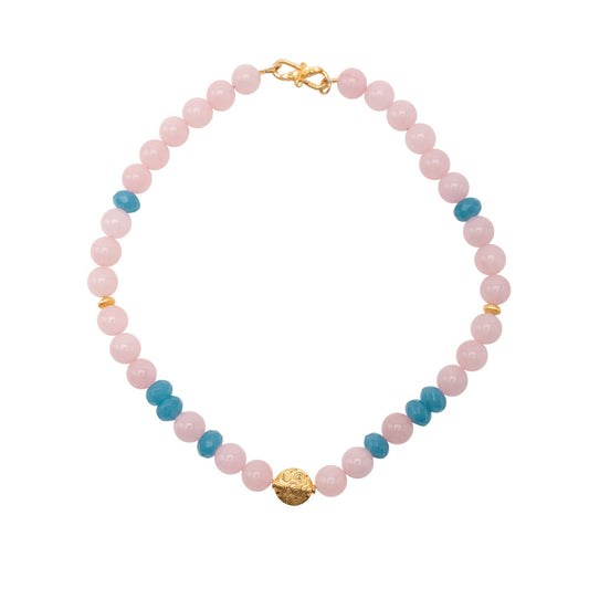 Collier Anniki mit Rosenquarz und Angelit shirinsehan.com