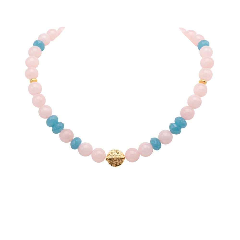 Collier Anniki mit Rosenquarz und Angelit shirinsehan.com