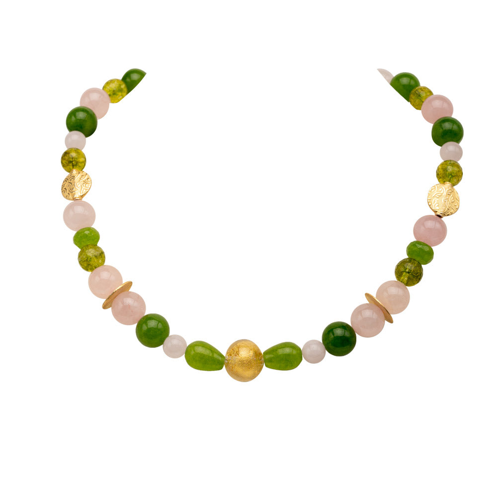 Eyecatcher Collier Cilia mit Peridot und Rosenquarz shirinsehan.com