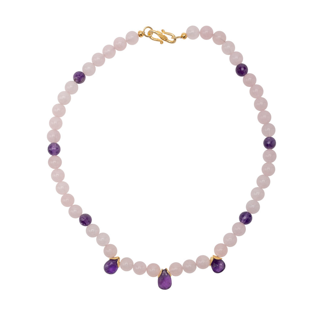 Rosenquarz und Amethyst Collier Caja shirinsehan.com