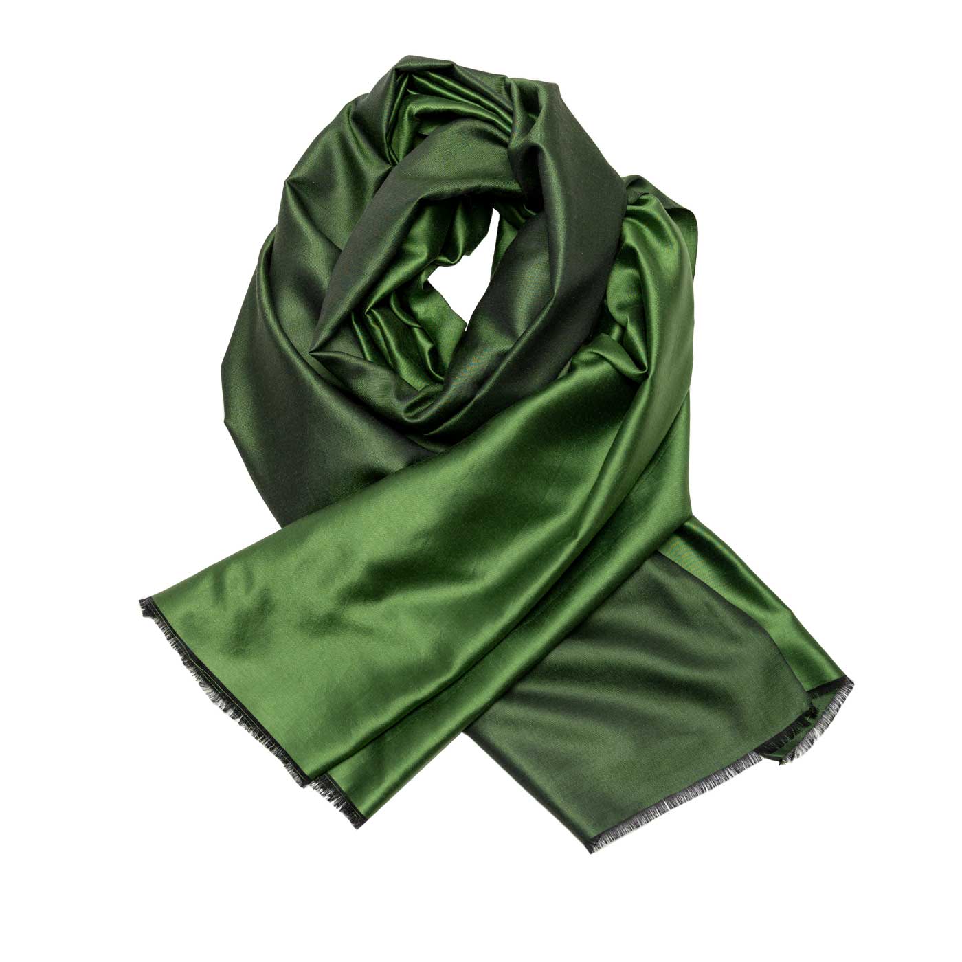 Zweifarbig schimmernder Seidenschal Olive Grün shirinsehan.com
