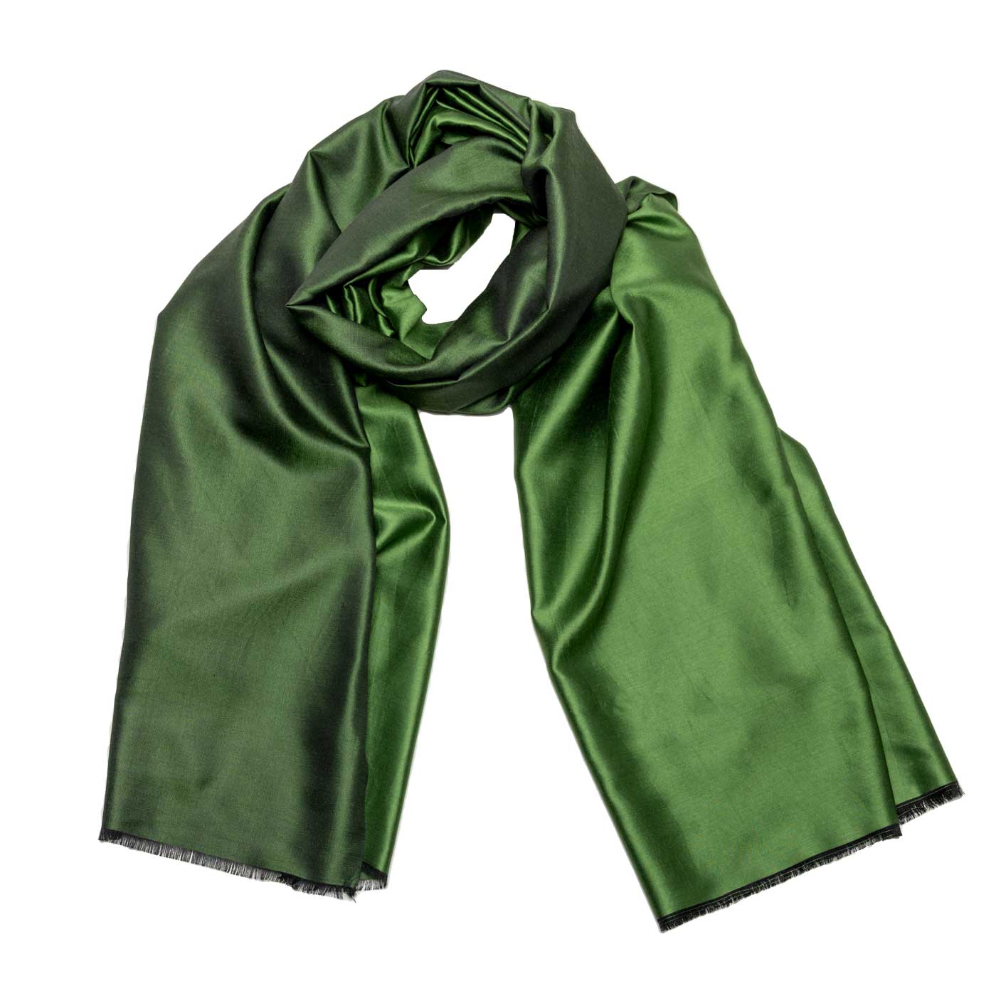 Zweifarbig schimmernder Seidenschal Olive Grün shirinsehan.com