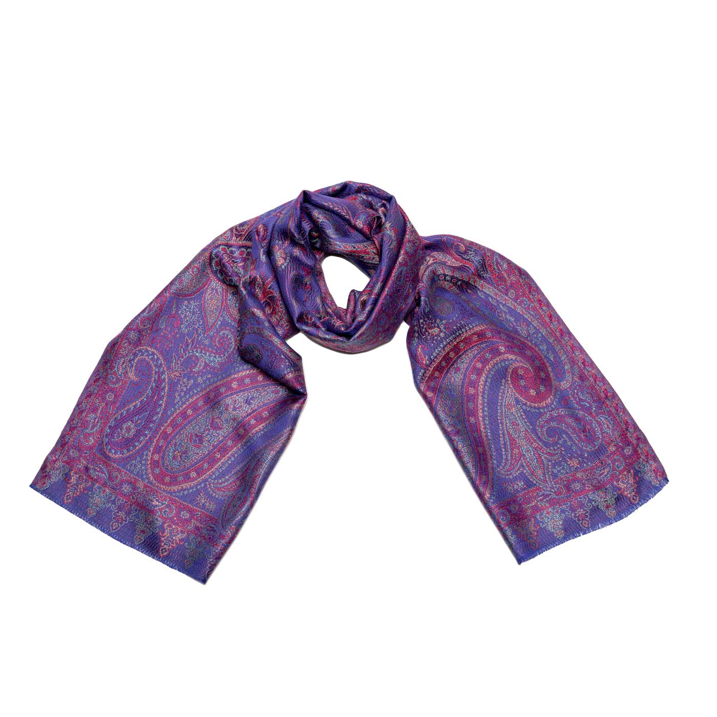 Seidenschal mit Paisleymotiven in Blau shirinsehan.com