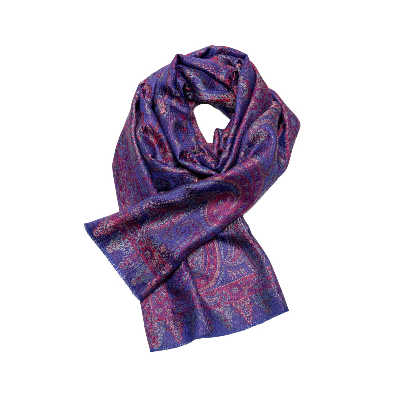 Seidenschal mit Paisleymotiven in Blau shirinsehan.com