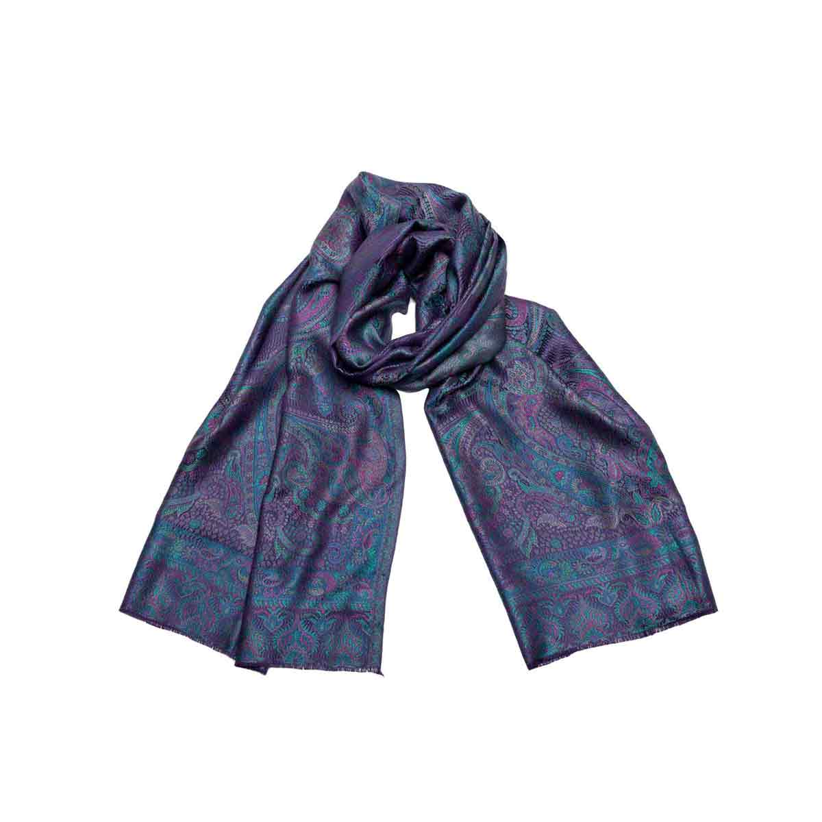 Gewebter Paisley Seidenschal Lila shirinsehan.com