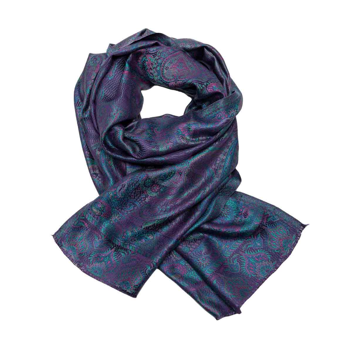 Gewebter Paisley Seidenschal Lila shirinsehan.com