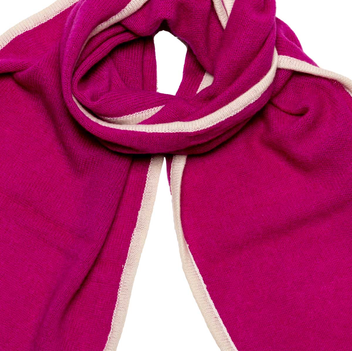 Zweifarbiger Cashmere Strick Schal Pink mit Wollweiß shirinsehan.com