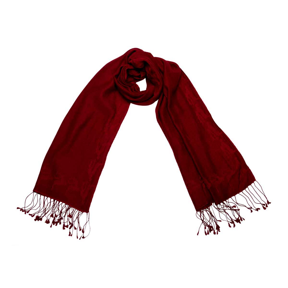 Schal aus Cashmere Seide mit eingewebtem Hirsch, Bordeaux Shirin Sehan