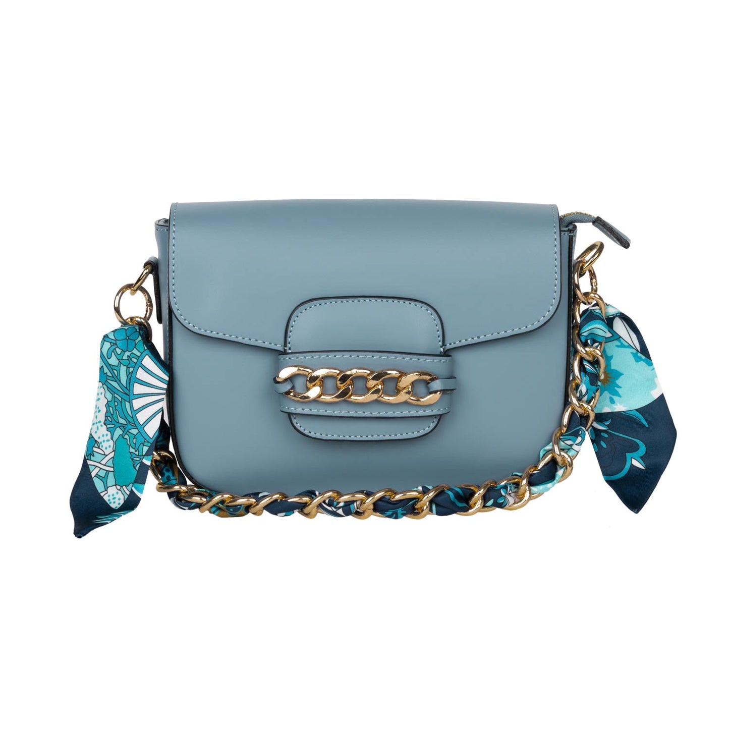 Schultertasche Fabrizia Hellblau mit Kettenelement shirinsehan.com