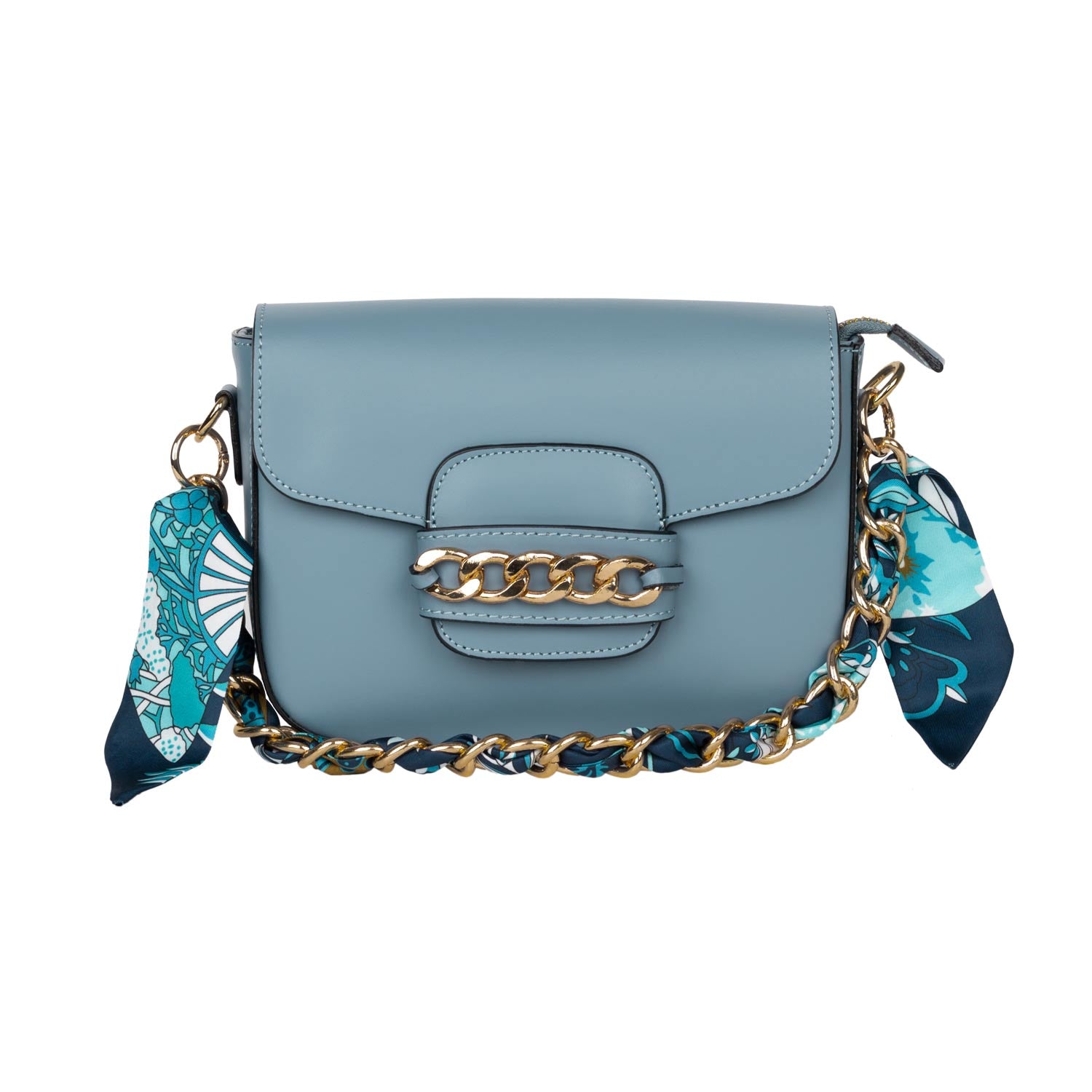 Schultertasche Fabrizia Hellblau mit Kettenelement shirinsehan.com