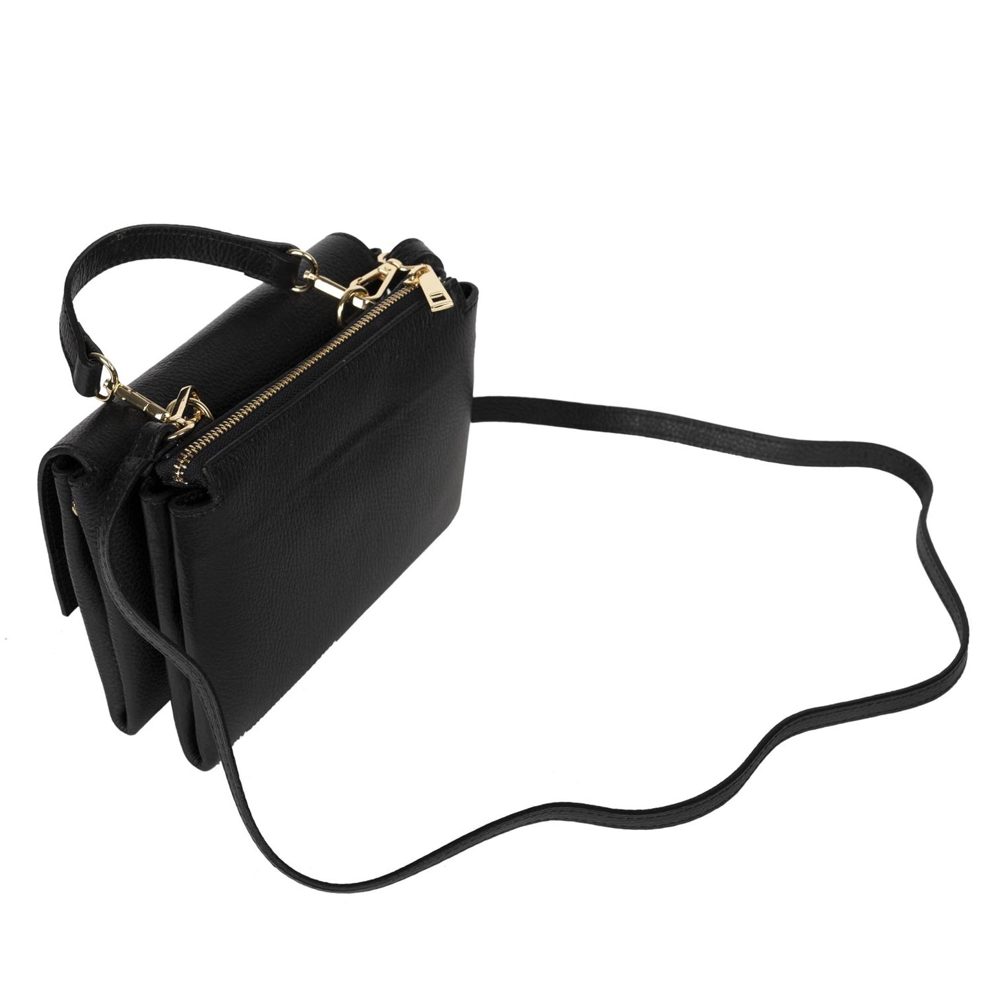 Schultertasche Franca aus Leder Schwarz shirinsehan.com