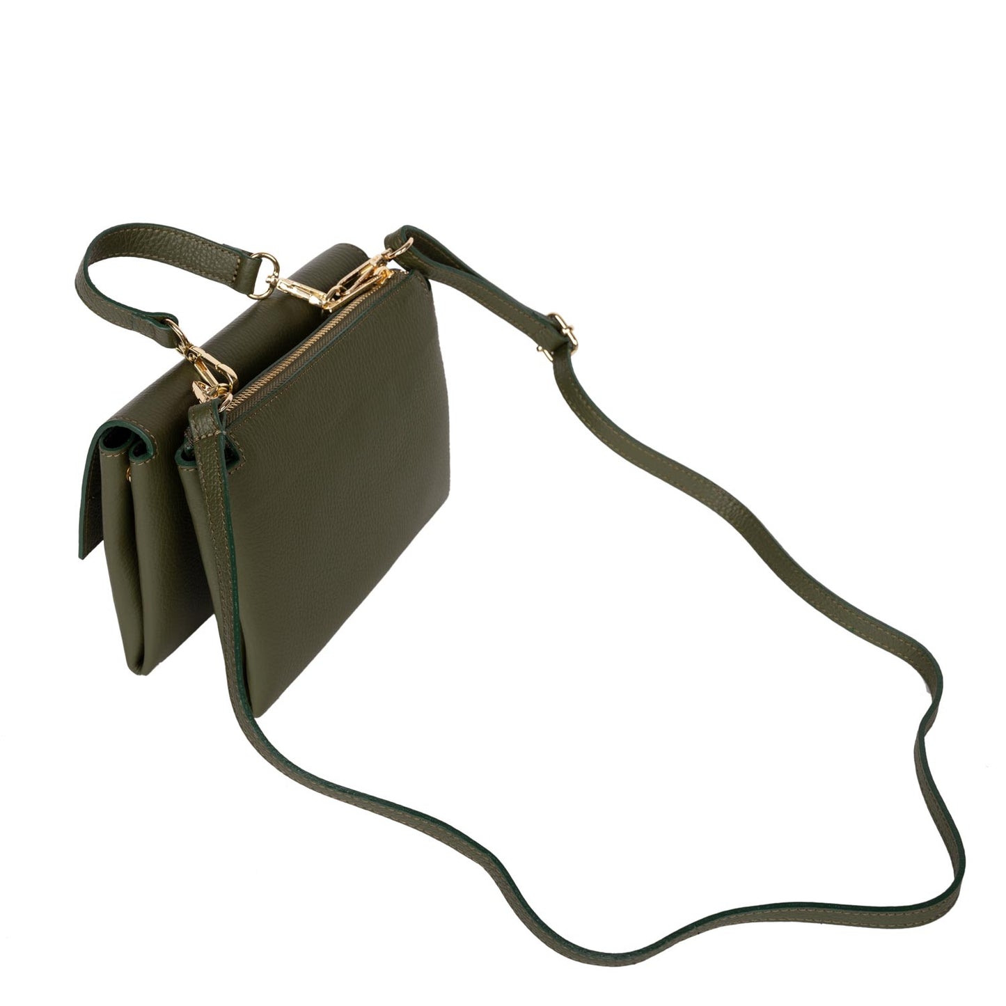 Schultertasche Franca aus Leder Olive Grün shirinsehan.com