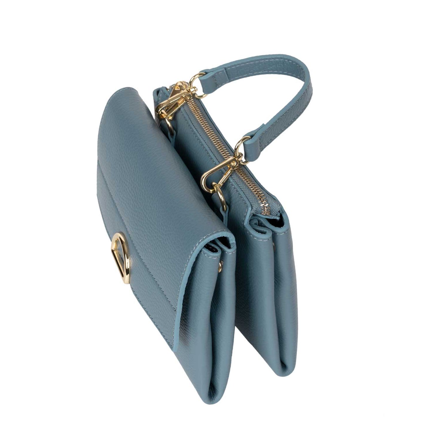 Schultertasche Franca aus Leder Hellblau shirinsehan.com