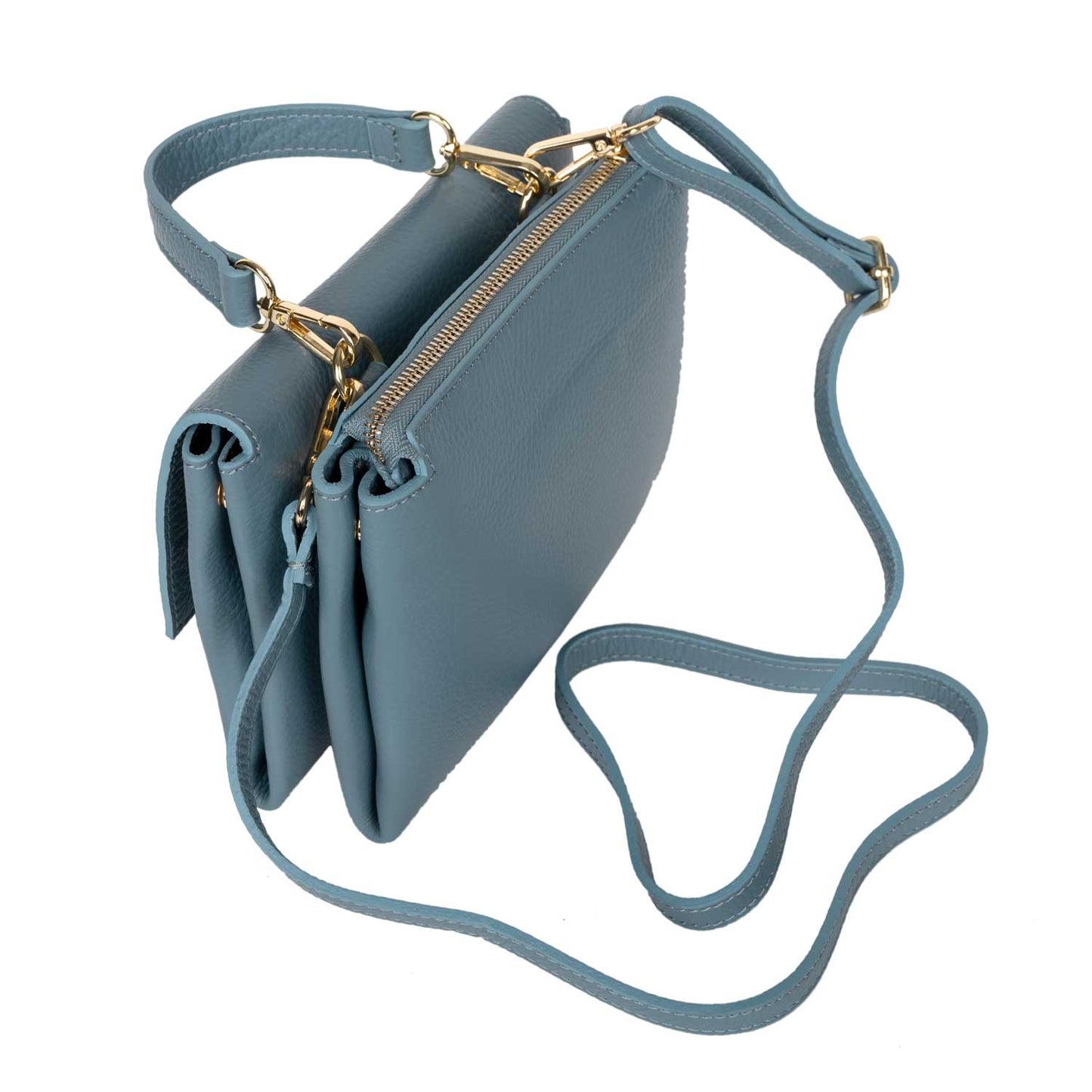 Schultertasche Franca aus Leder Hellblau shirinsehan.com