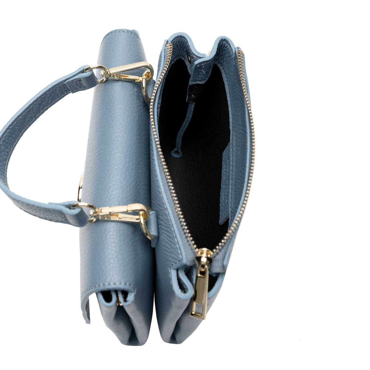 Schultertasche Franca aus Leder Hellblau shirinsehan.com