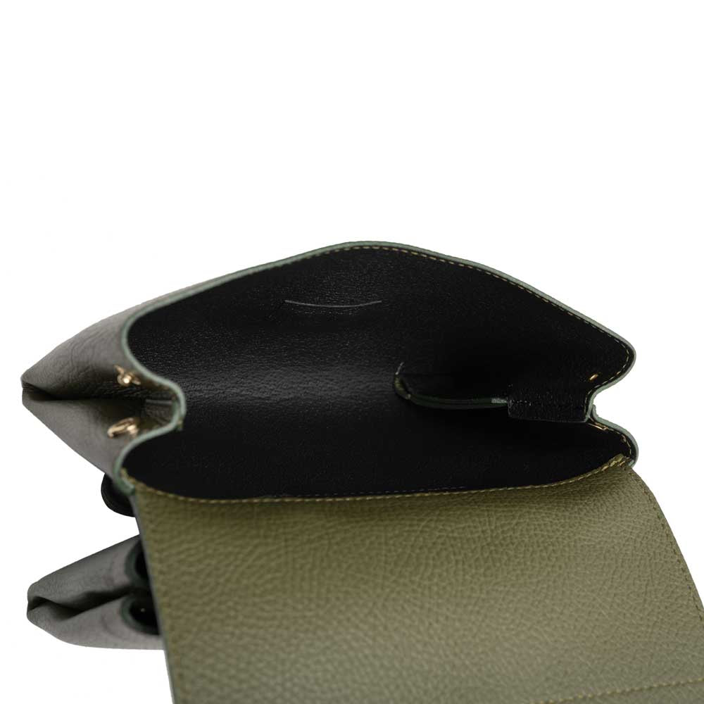Schultertasche Franca aus Leder Olive Grün shirinsehan.com