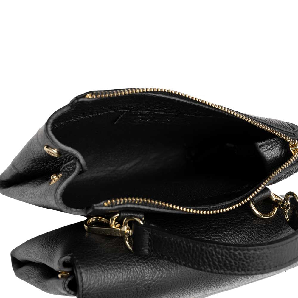 Schultertasche Franca aus Leder Schwarz shirinsehan.com