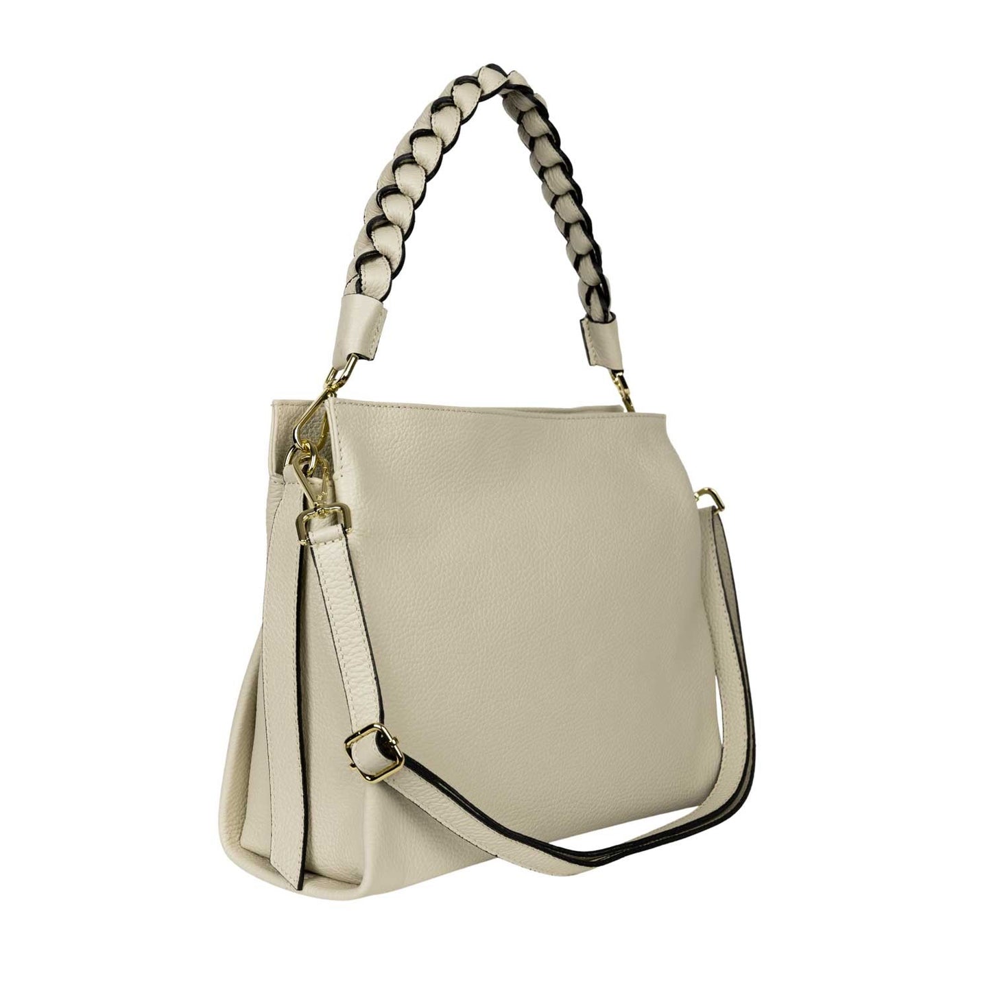 Handtasche Mira mit geflochtenem Ledergriff Beige shirinsehan.com