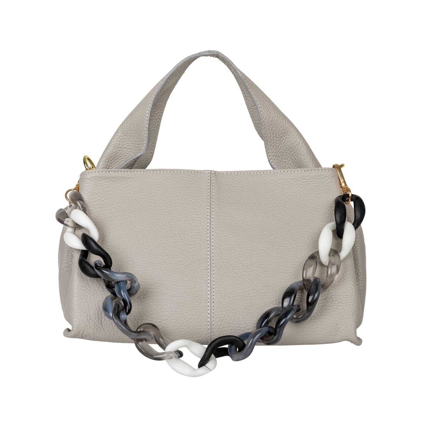 Handtasche Lavinia Hellgrau mit dekorativem Kettenriemen shirinsehan.com