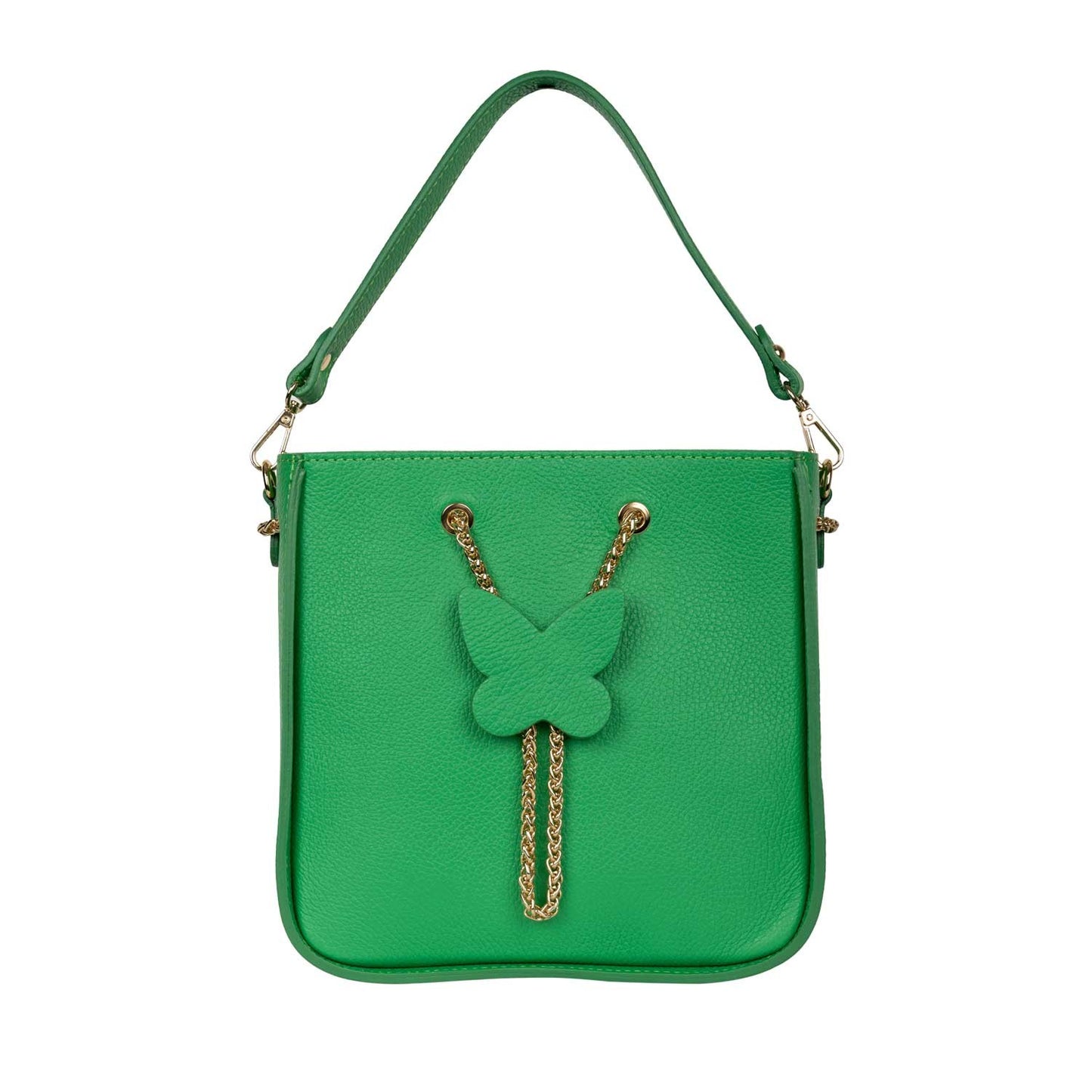 Verzierte Schultertasche Yara aus Leder in Grün shirinsehan.com