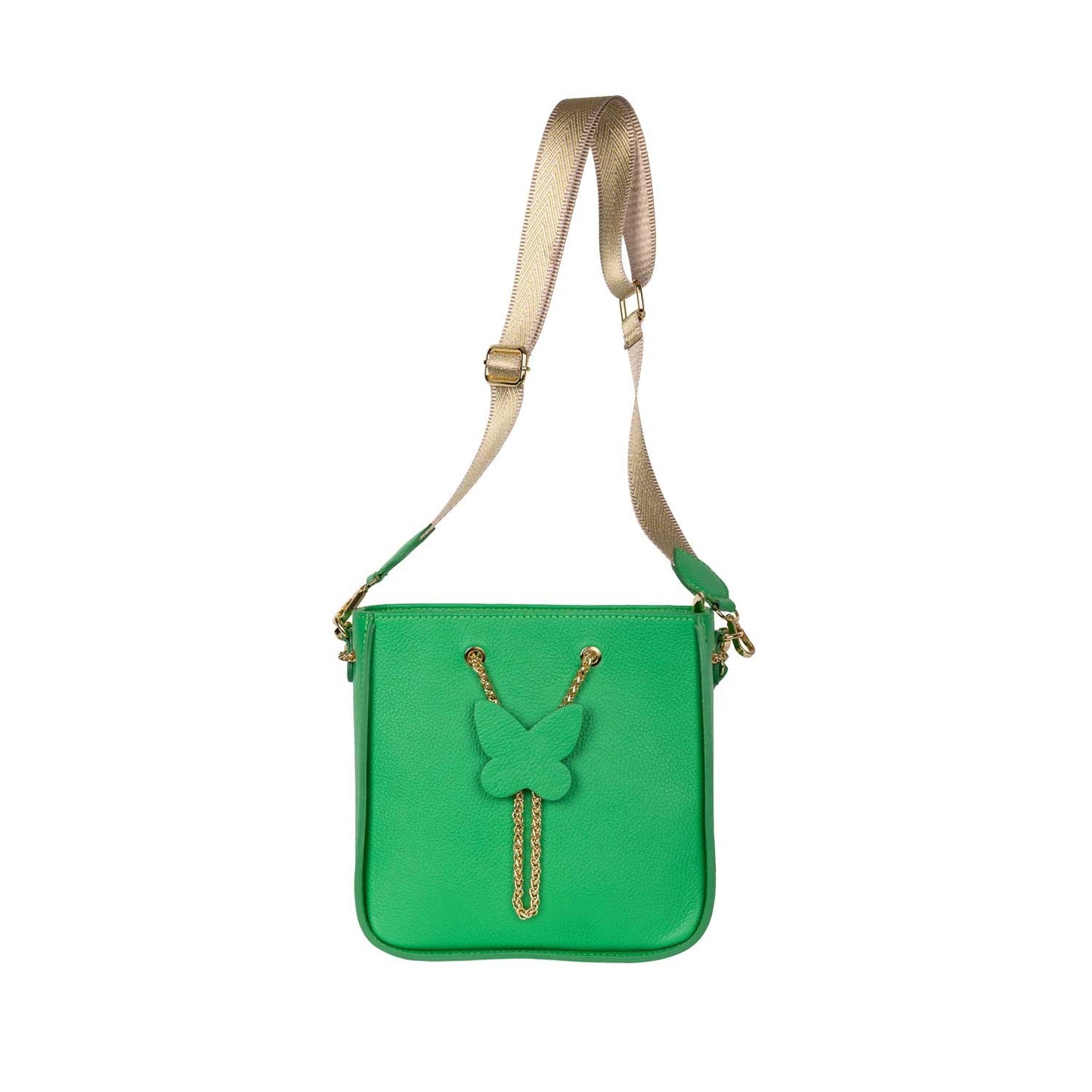 Verzierte Schultertasche Yara aus Leder in Grün shirinsehan.com