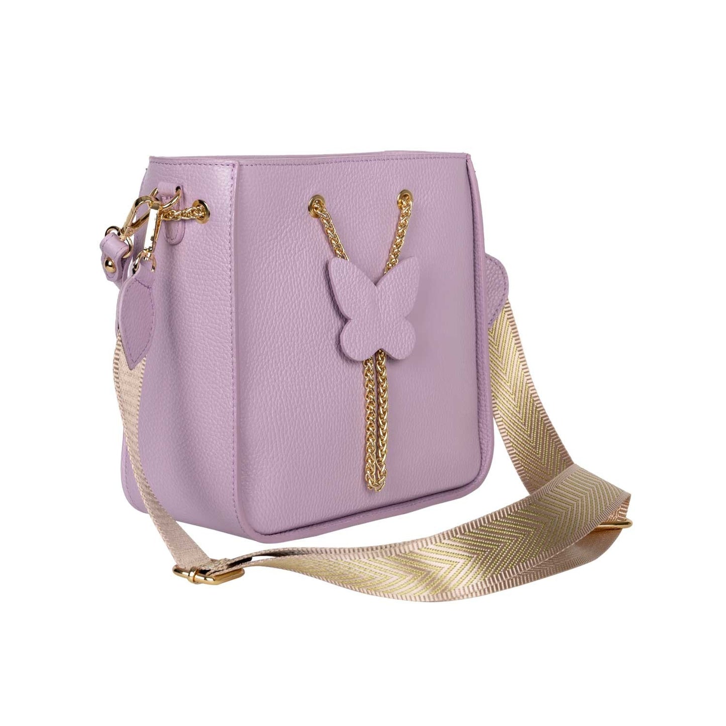 Verzierte Schultertasche Yara aus Leder in Viola shirinsehan.com