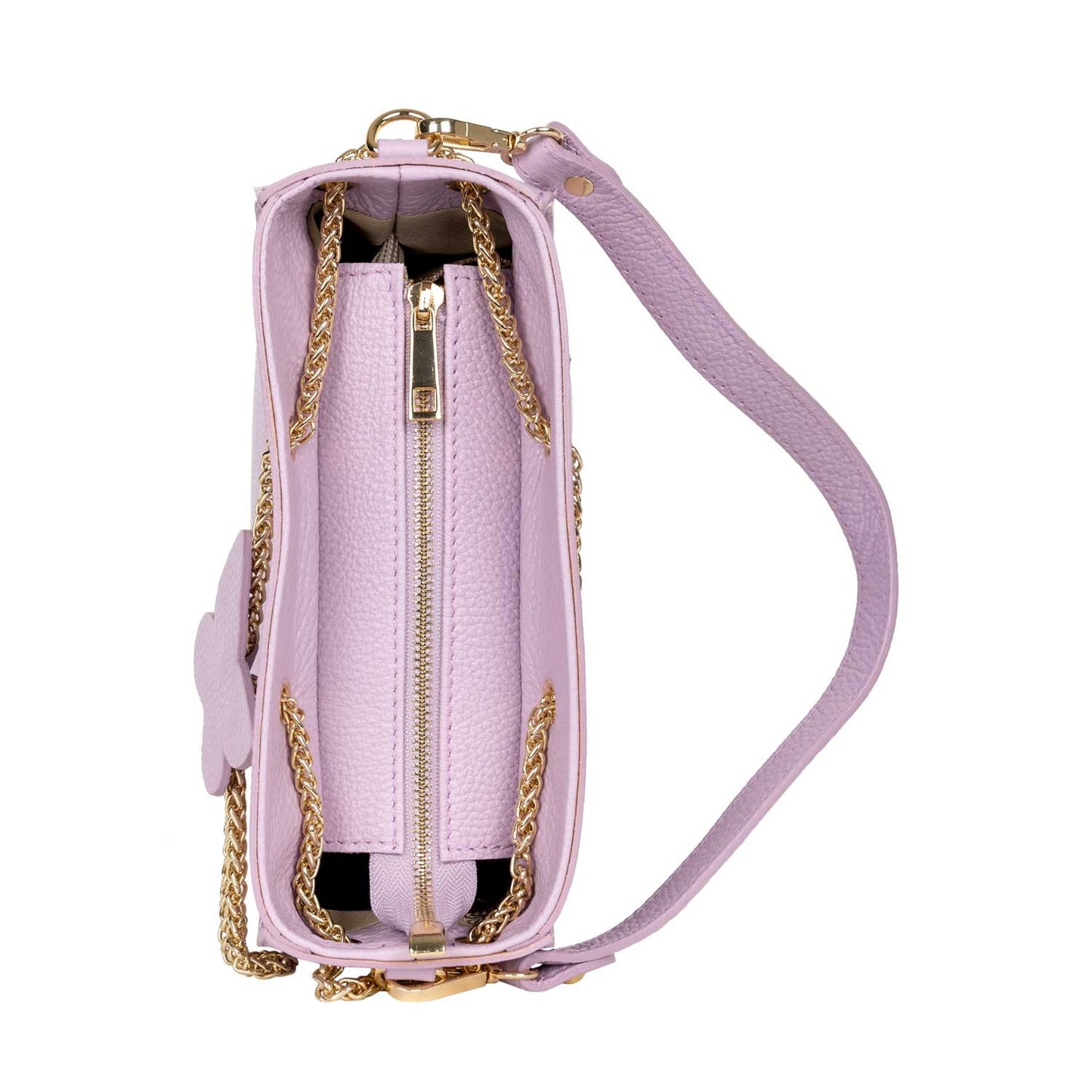 Verzierte Schultertasche Yara aus Leder in Viola shirinsehan.com