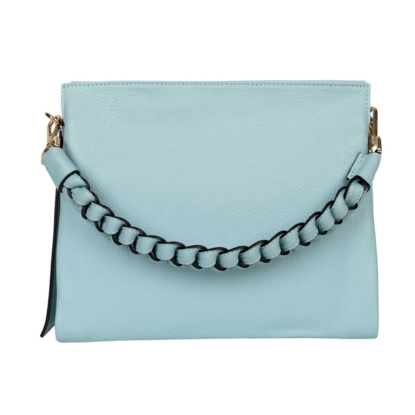Handtasche Mira Hellblau mit geflochtenem Ledergriff shirinsehan.com