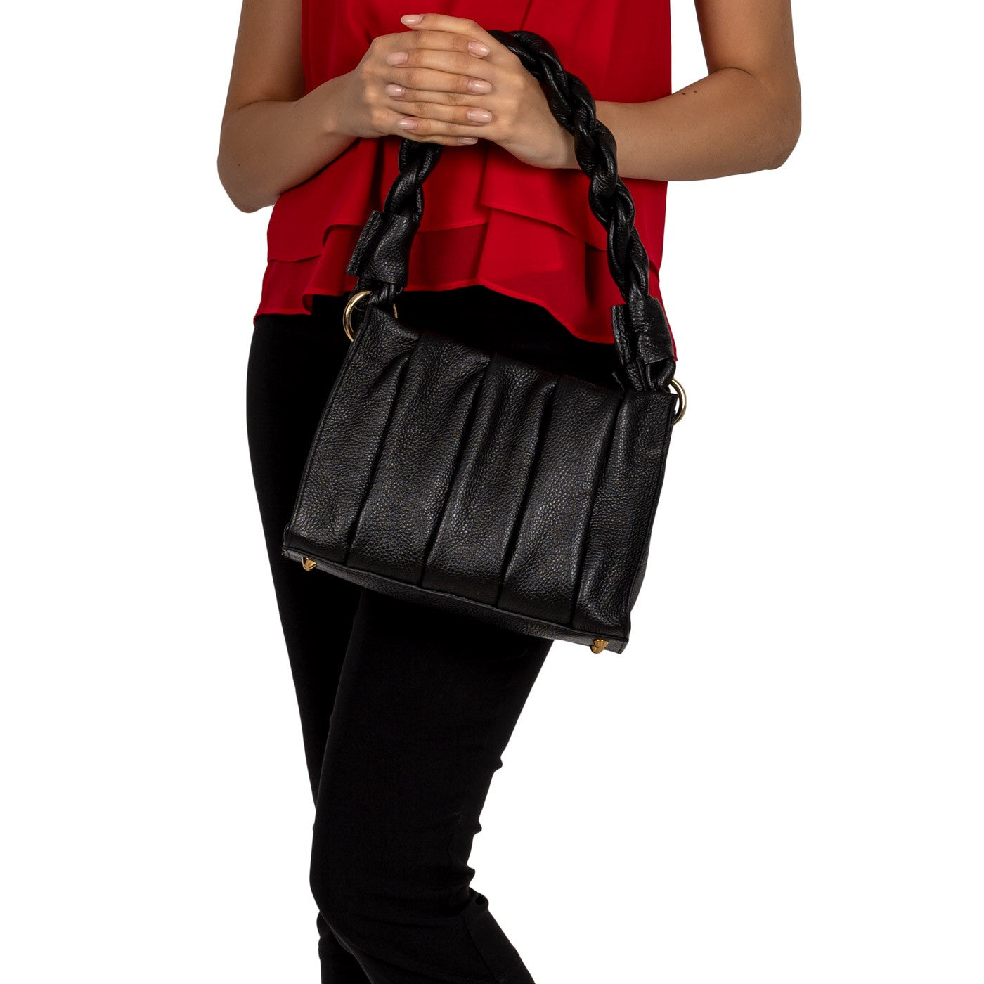 Handtasche Aurela Schwarz mit Raffungen shirinsehan.com