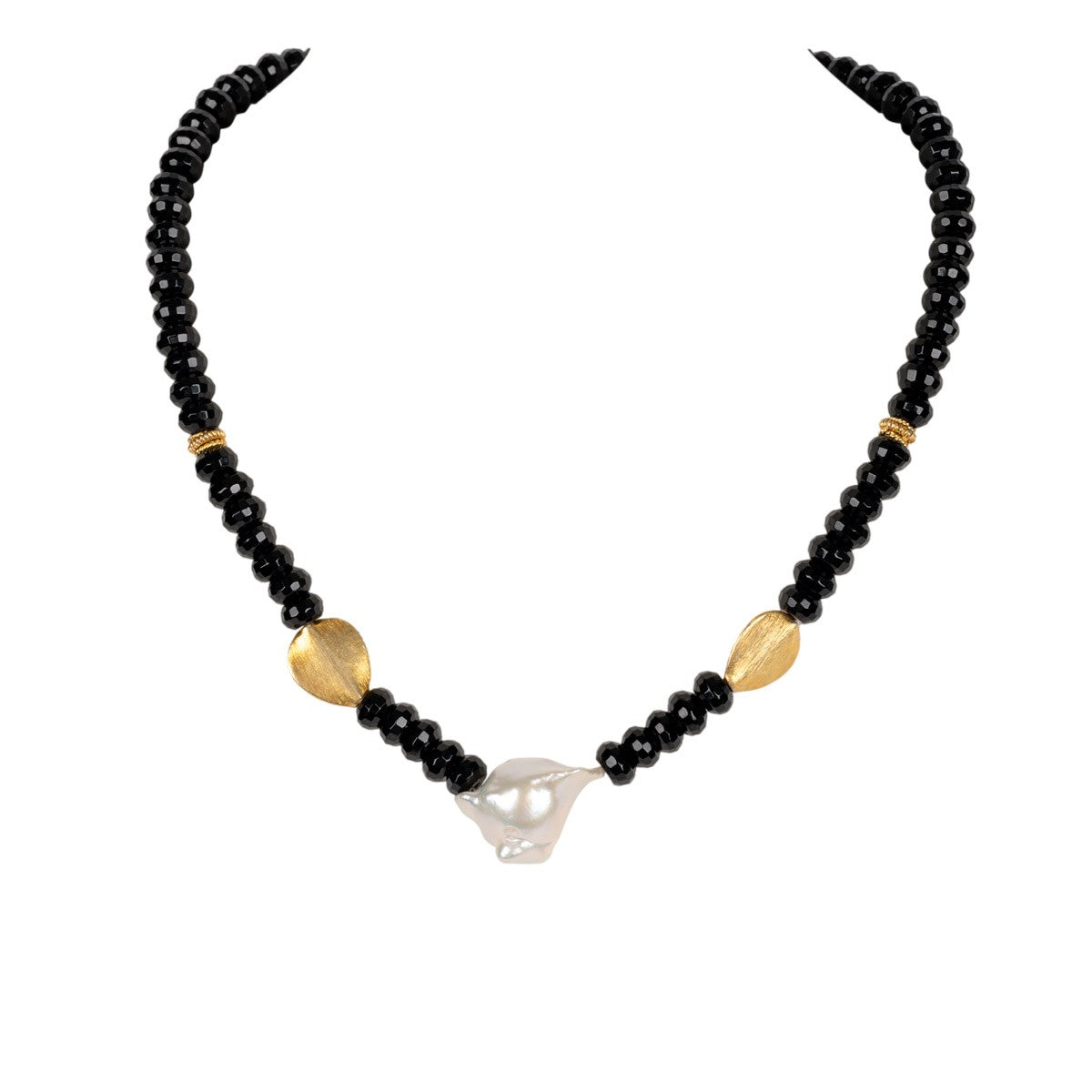 Onyx Collier Alma mit Barockperle shirinsehan.com