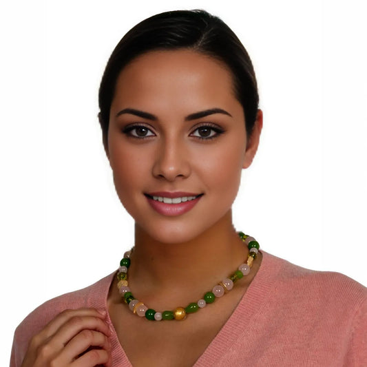 Eyecatcher Collier Cilia mit Peridot und Rosenquarz shirinsehan.com