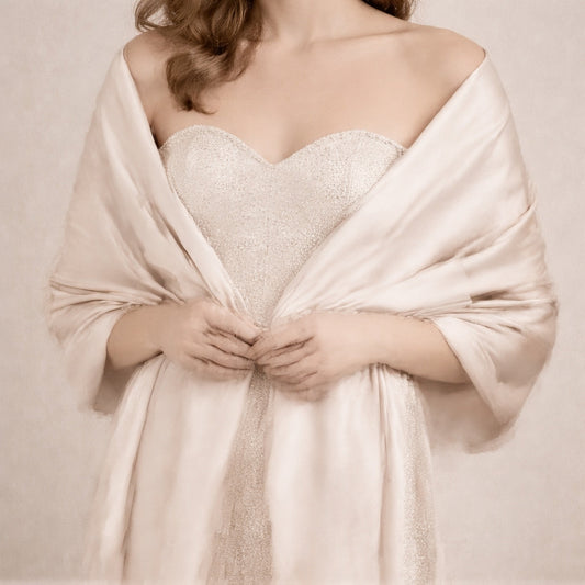 Eleganter Seidenschal in Champagner und Beige shirinsehan.com