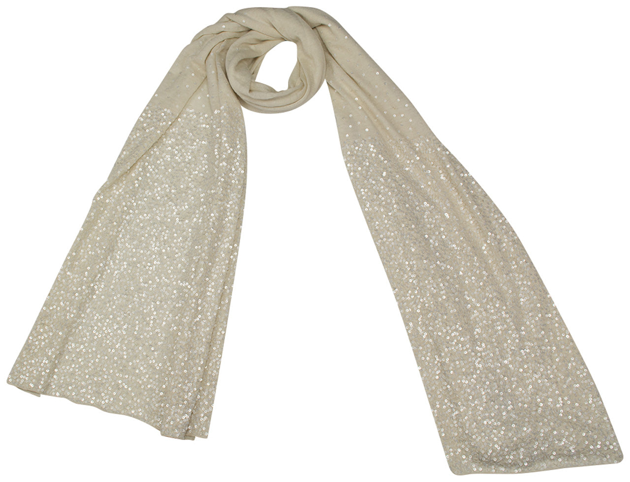 Luxuriöse Cashmere Abendstola in Champagner – Handbestickt mit Pailletten shirinsehan.com