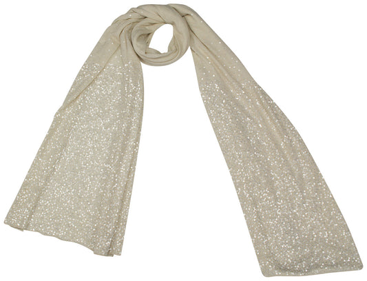 Luxuriöse Cashmere Abendstola in Champagner – Handbestickt mit Pailletten shirinsehan.com