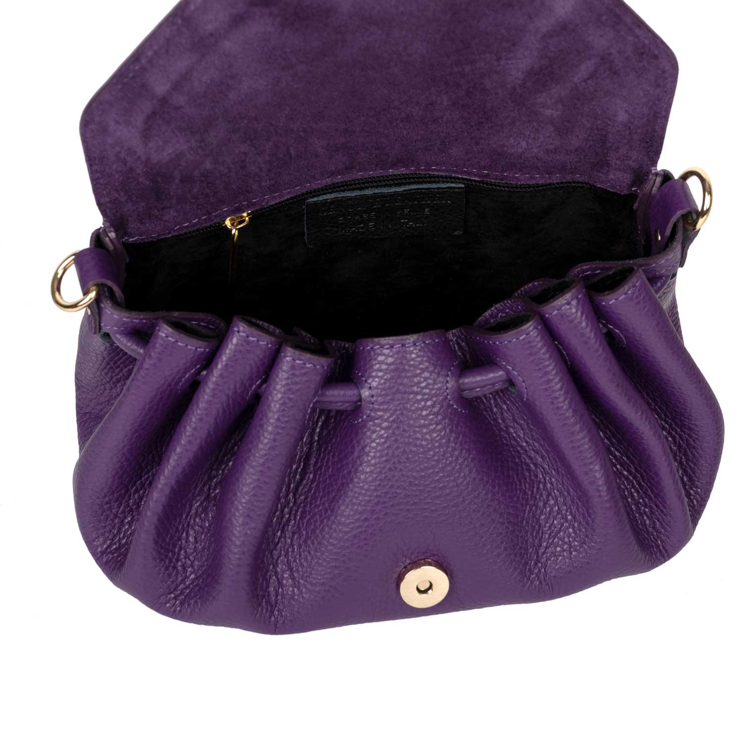 Kleine Schultertasche Amara aus Leder in Lila shirinsehan.com
